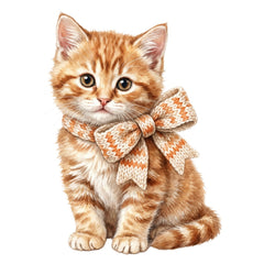 cat wearing a bow fabric panel