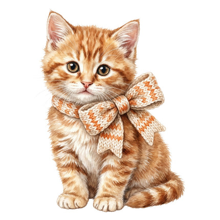 cat wearing a bow fabric panel