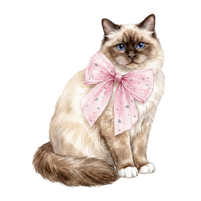 persian cat wearing a bow fabric panel