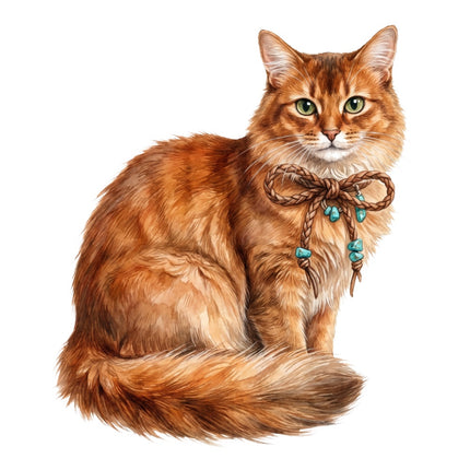 A long-haired orange tabby cat fabric panel