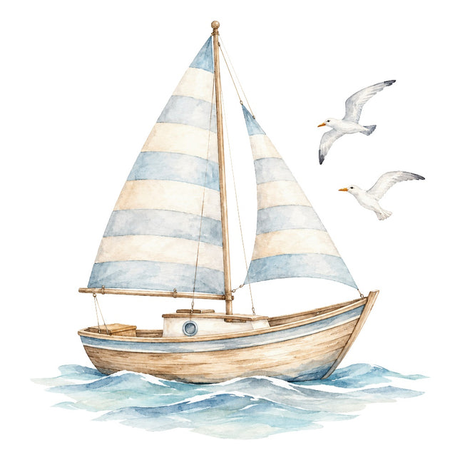 wooden sailboat fabric panel