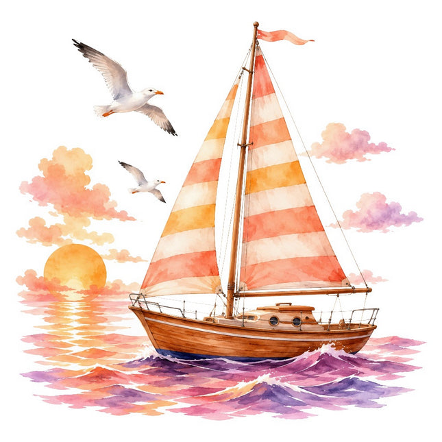Sailboat 100% Cotton Fabric Panel Block Quilt Square FLIP-ARS798