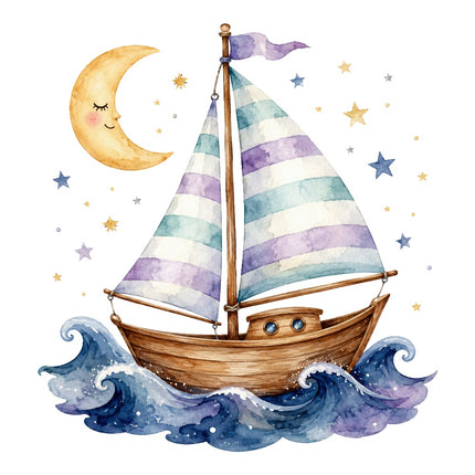 wooden sailboat fabric panel