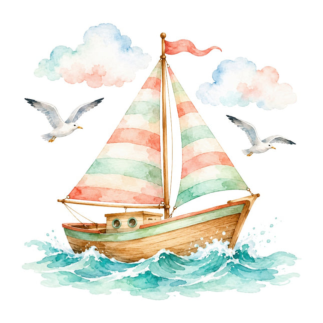 wooden sailboat fabric panel