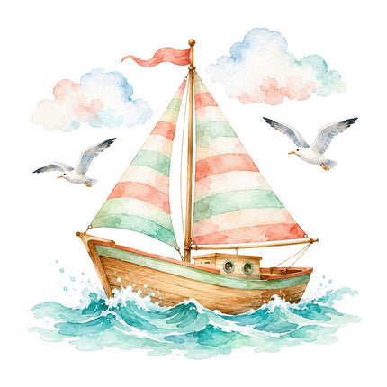 sailboat fabric panel