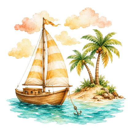 wooden sailboat fabric panel