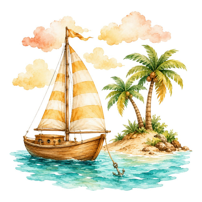wooden sailboat fabric panel
