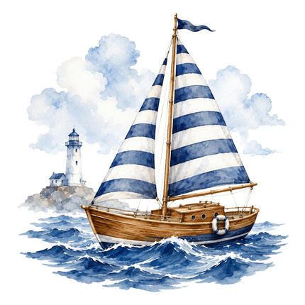 wooden sailboat fabric panel