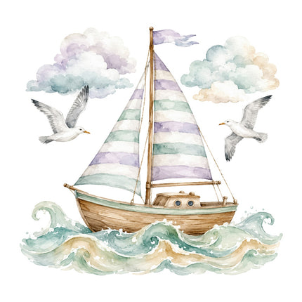 wooden sailboat fabric panel