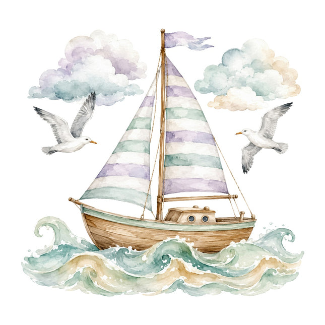 wooden sailboat fabric panel