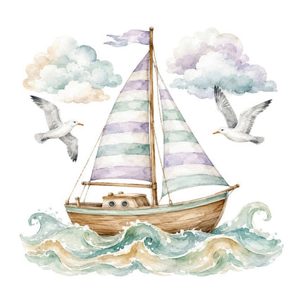 sailboat fabric panel