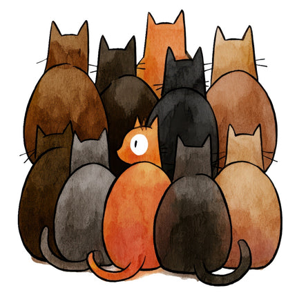 humor cats fabric panel