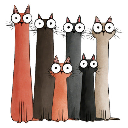whimsical cats fabric panel