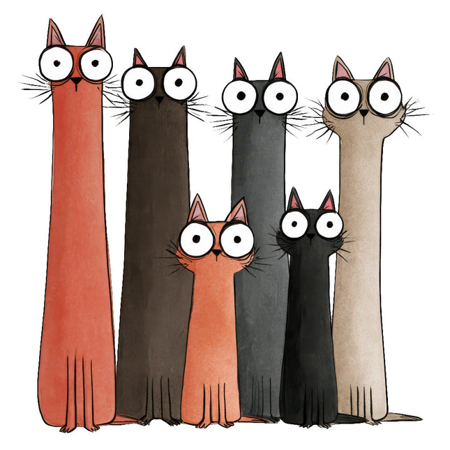 whimsical cats fabric panel