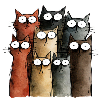 whimsical cats fabric panel