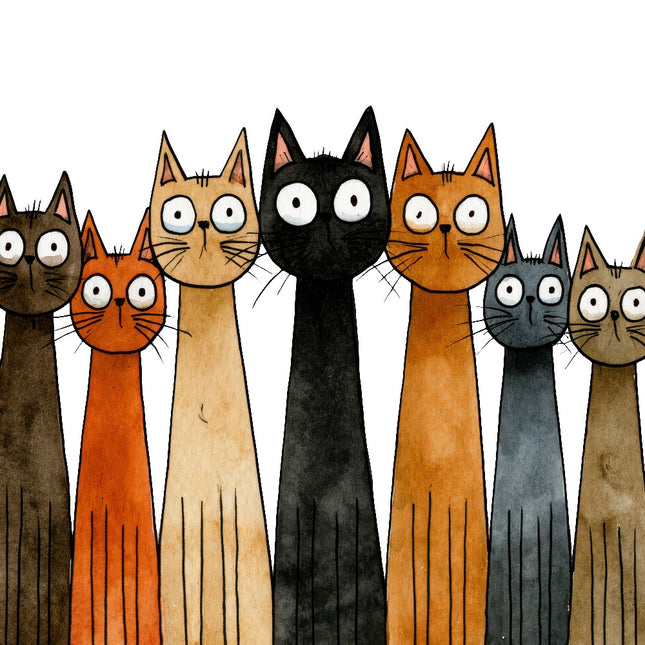 whimsical cats fabric panel