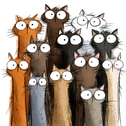 whimsical cats fabric panel
