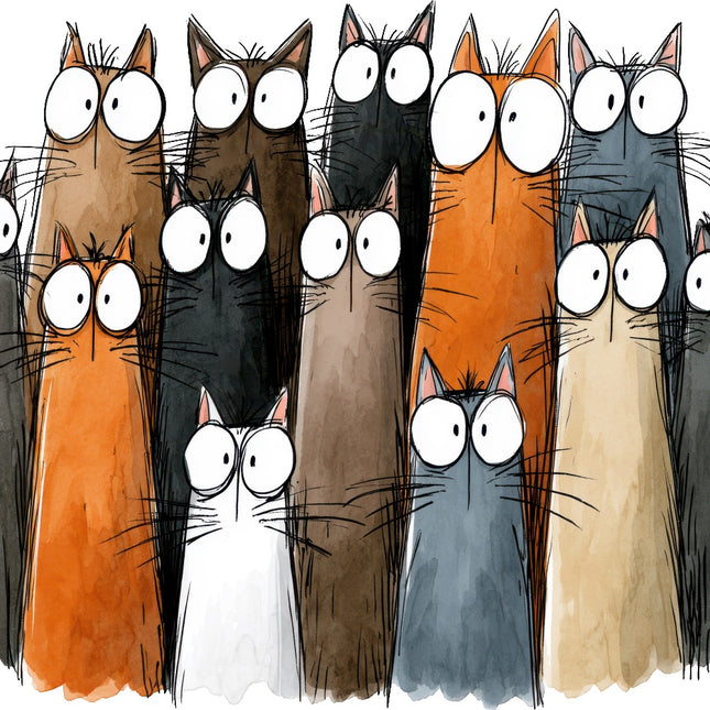 quirky cats fabric panel