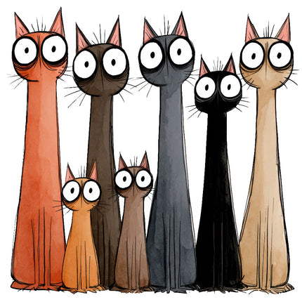 quirky cats fabric panel