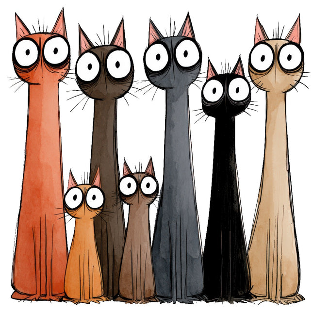 quirky cats fabric panel