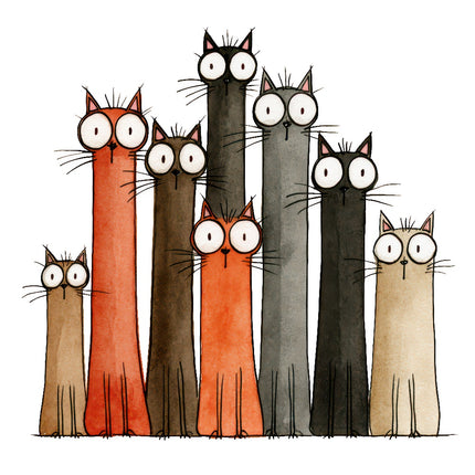 quirky cats fabric panel