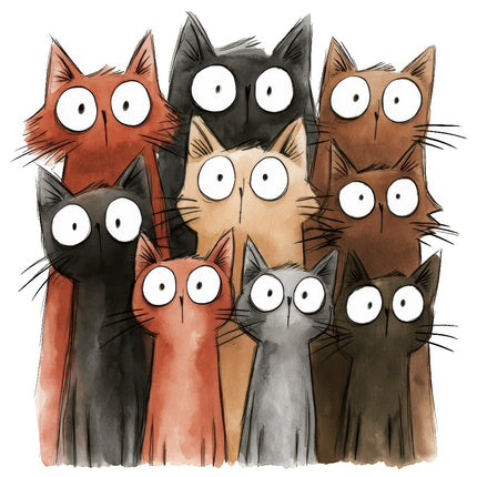 quirky cats fabric panel