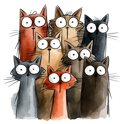 quirky cats fabric panel