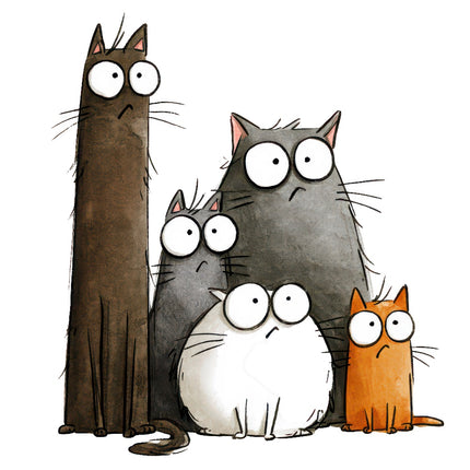 quirky cats fabric panel