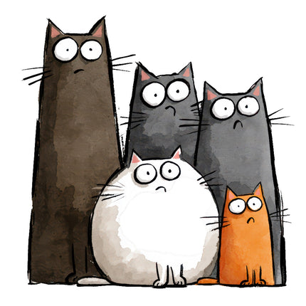 quirky cats fabric panel