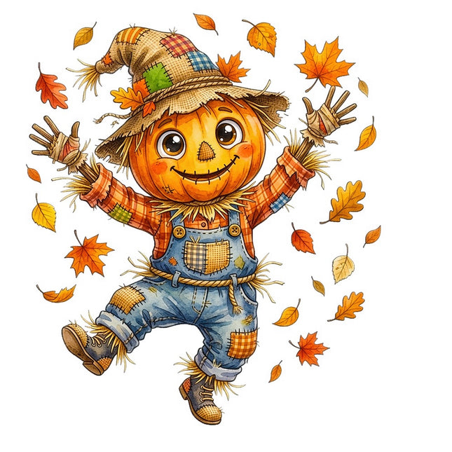 scarecrow pumpkin fabric panel square