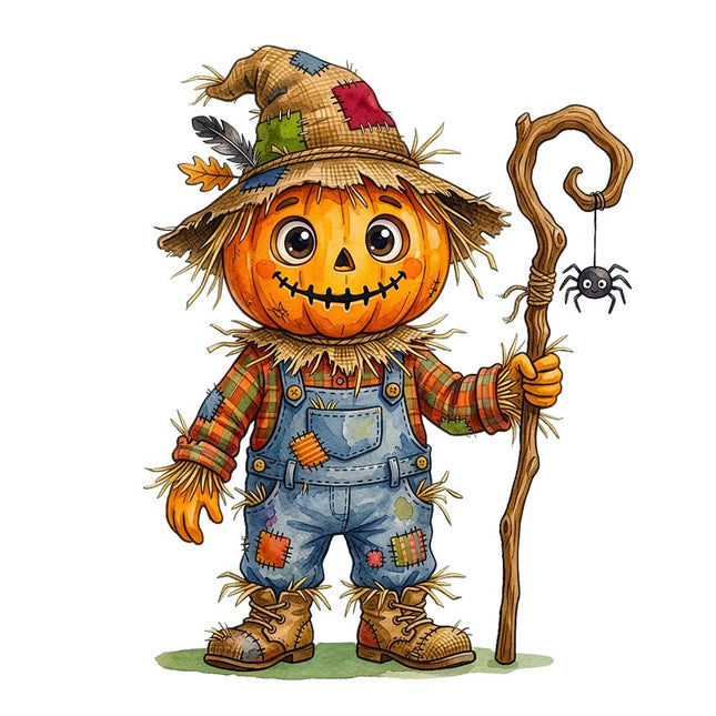 scarecrow pumpkin fabric panel square