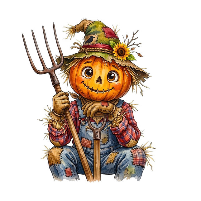 scarecrow pumpkin fabric panel square
