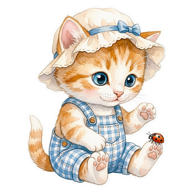 kitten and ladybug quilt block