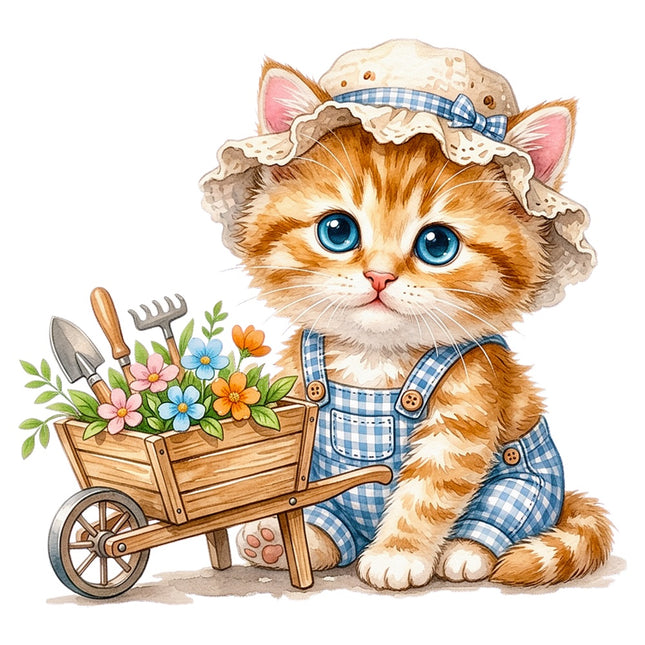 garden kitten quilt square