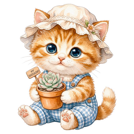 garden kitten quilt square