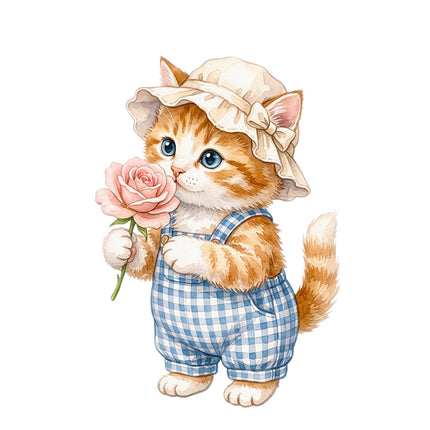 garden kitten fabric panel