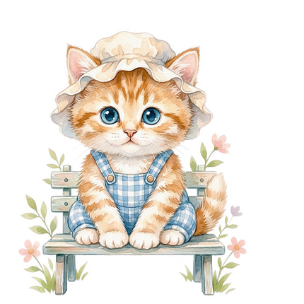 garden kitten fabric panel