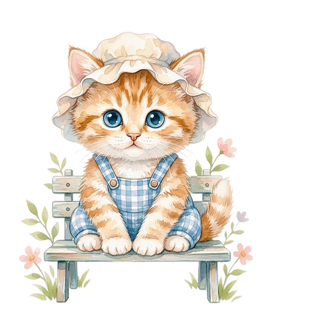 garden kitten fabric panel