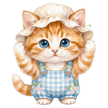 garden kitten fabric panel