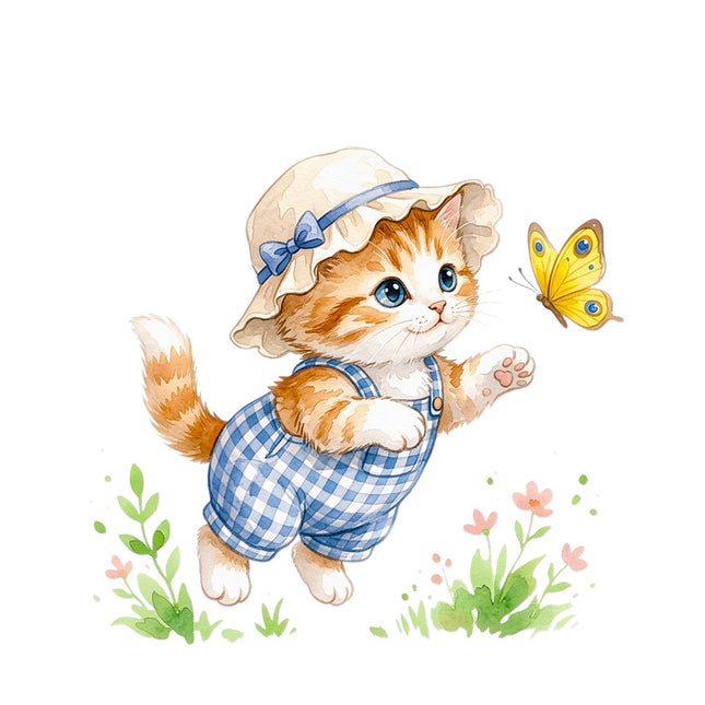 garden kitten fabric panel