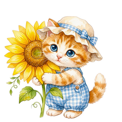 cat and sunflower quilt square