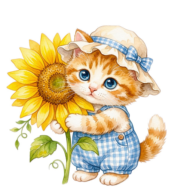 cat and sunflower quilt square
