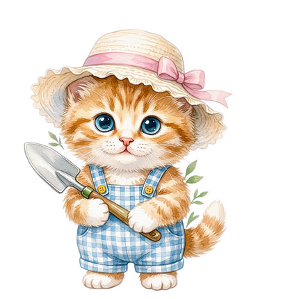 garden kitten fabric panel
