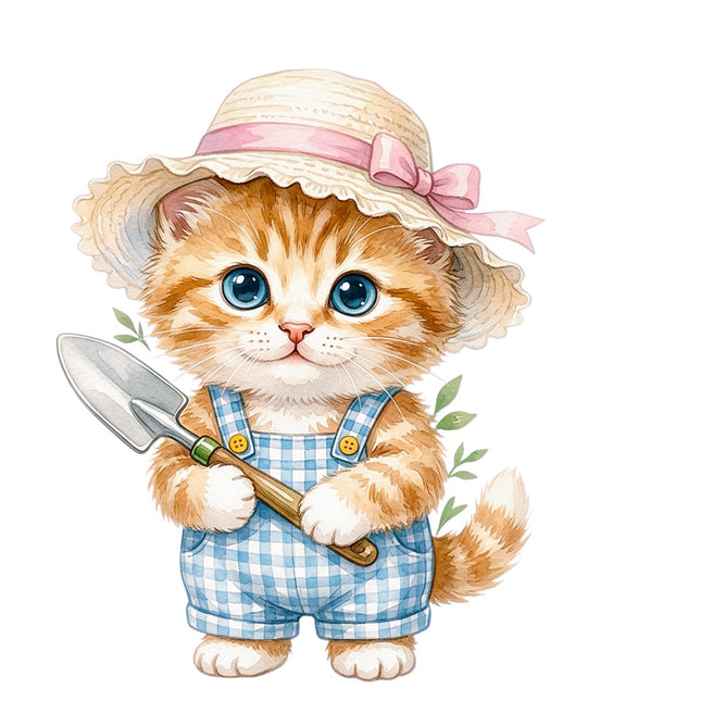 garden kitten fabric panel