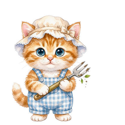 garden kitten fabric panel