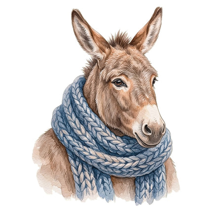 donkey wearing scarf fabric panel