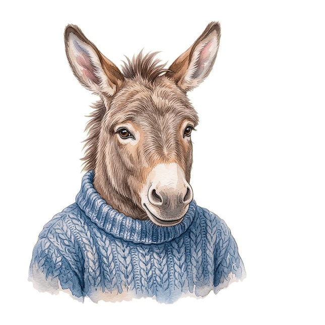 donkey wearing sweater fabric panel