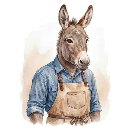 donkey wearing apron fabric panel
