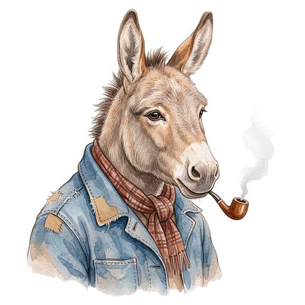 dressed donkey fabric panel
