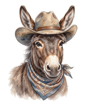cowboy donkey fabric panel